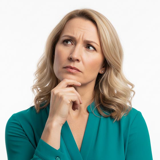 Kobieta zastanawiająca się nad wyborem butów