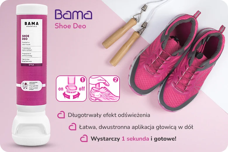 Zalety dezodorantu do butów BAMA Fresh Shoe Deo
