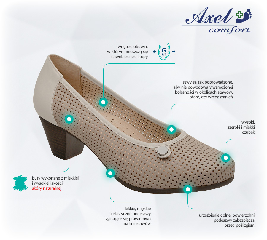 Buty AXEL Comfort 1593 Beż-103+Krem-102 Zalety