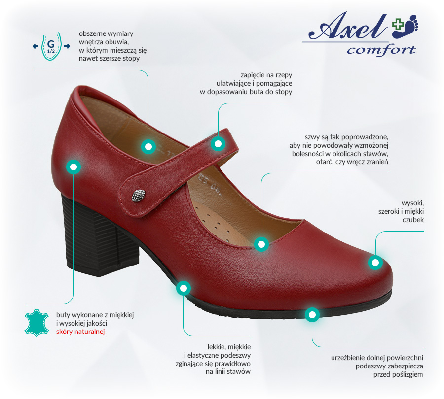 Buty AXEL Comfort 1762 Bordo Nappa Zalety Opinie