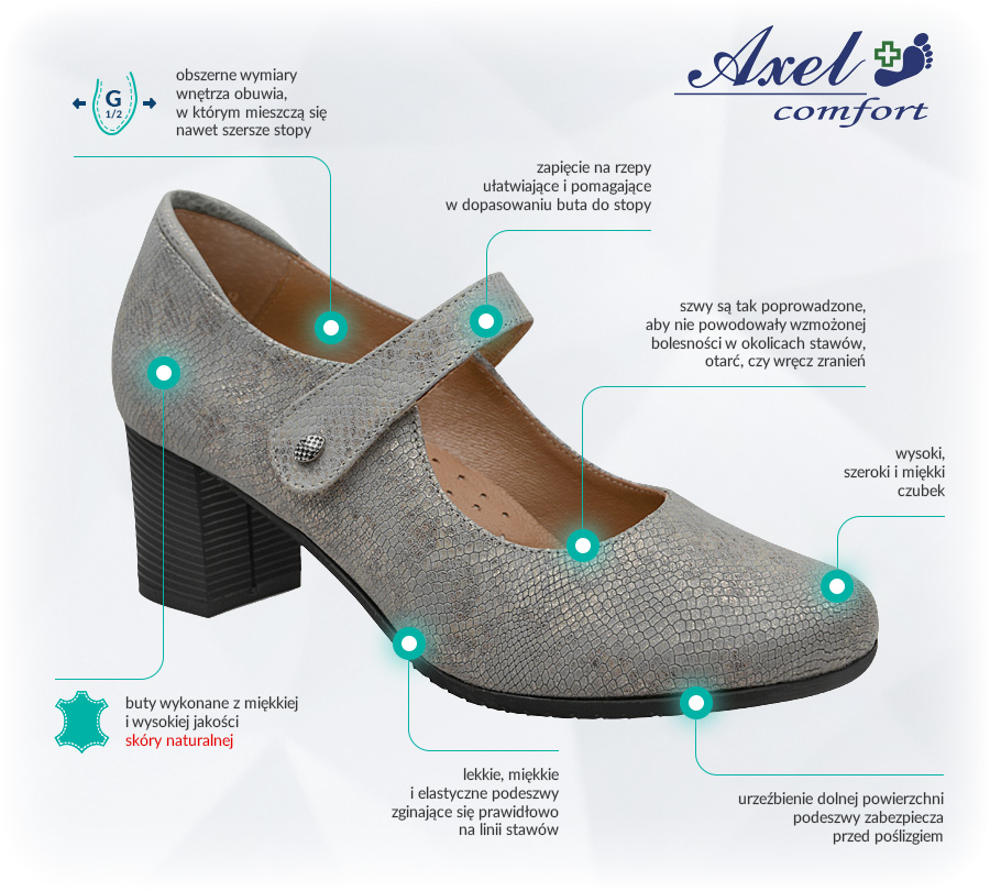 Buty AXEL Comfort 1762 Pyton Szaro Złoty Zalety Opinie