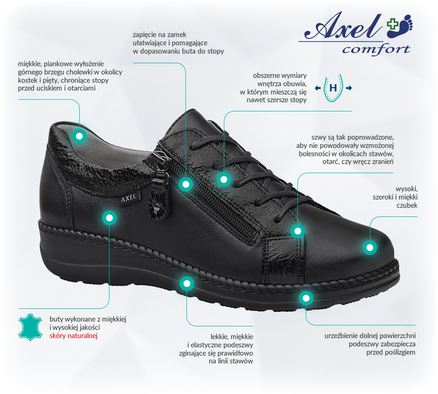 Buty AXEL Comfort 1814 Czarne Czarny LakierGN Opinie