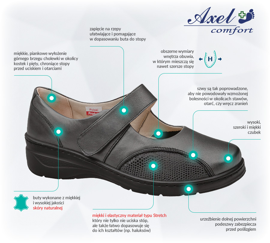 Buty AXEL Comfort 1819 Nikiel Stretch Zalety Opinie