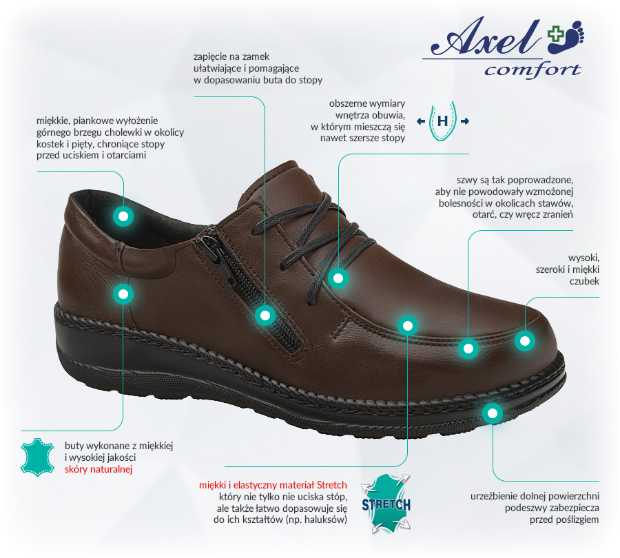 Buty AXEL Comfort 1862 Brązowe Stretch Lico Opinie