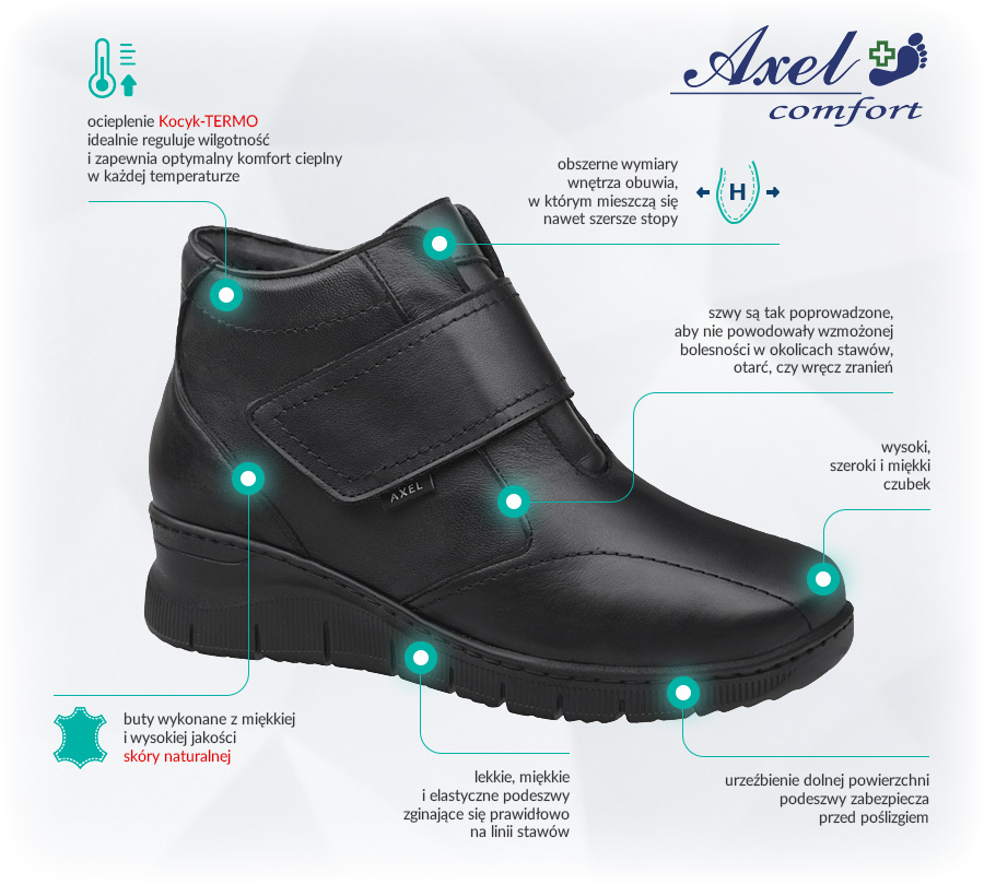 Buty AXEL Comfort 4491 Czarne Zalety