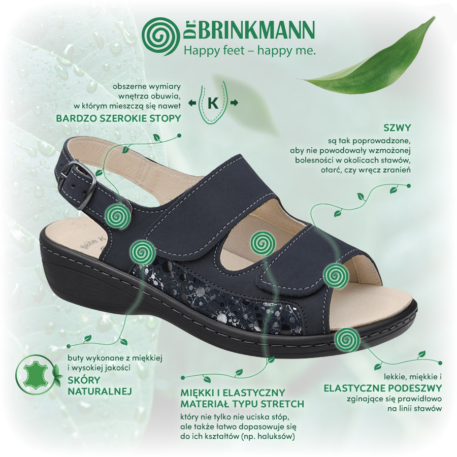 Sandały Dr Brinkmann 710135-05 Weite K Marine Naturform Opinie