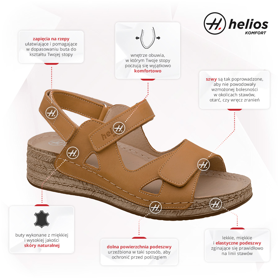 Buty HELIOS Komfort 138 071-Brązowe Zalety