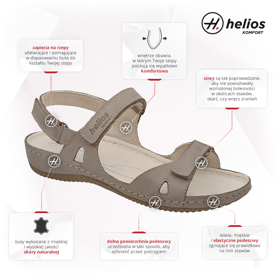 Buty HELIOS Komfort 205 02-Beżowe Zalety