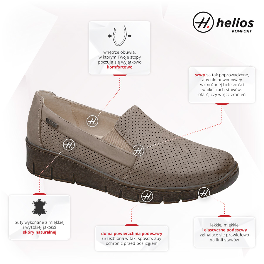 Buty HELIOS Komfort 350 2-022-02-Beż Beżowe  Zalety