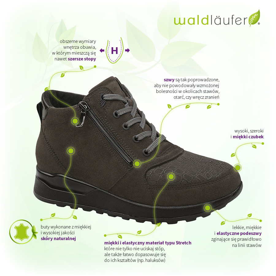 Buty Waldlaufer OrthoTritt 364H81 302 052-Carbon Grafitowe Zalety