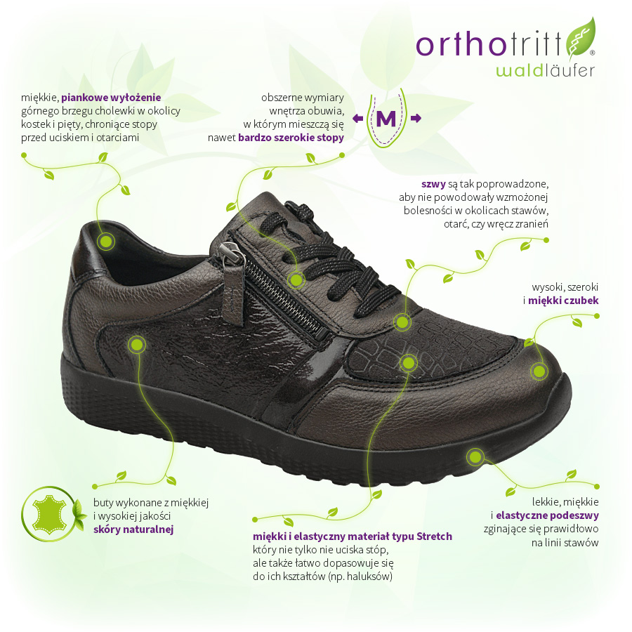 Buty Waldläufer Orthotritt 815M01 303 999-Schiefer Carbon M Ira Zalety