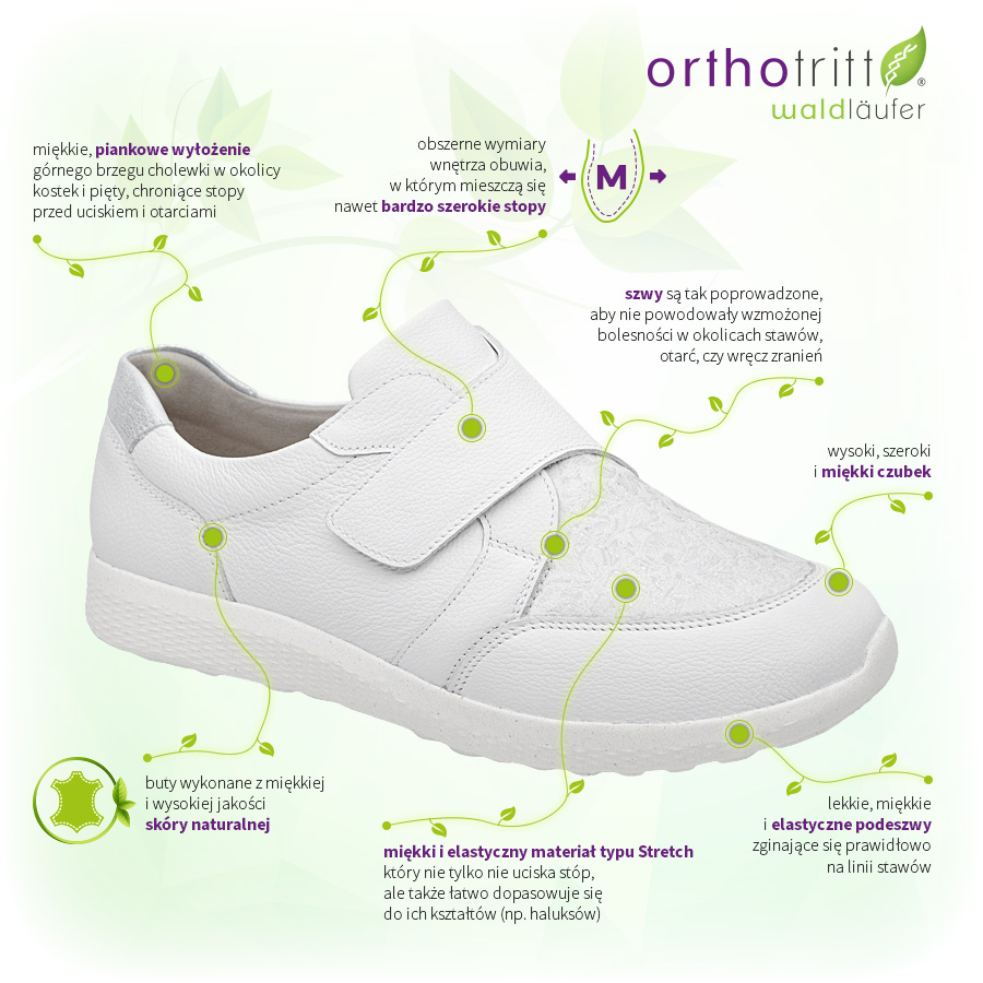 Buty Waldläufer Orthotritt 815M32 303 663-Weiss Silber M Ira Białe Zalety