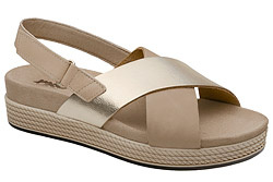 Włoskie Sandały IMAC 758550 H Beżowe Złote na Haluksy Extra Wide