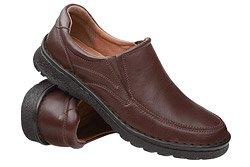 Półbuty Mokasyny ŁUKBUT 852 H Brąz-Kasztan XXL wsuwane