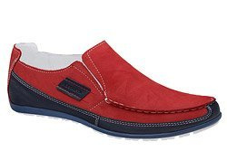 Mokasyny KACPER 1-0795-136 Czerwone wsuwane